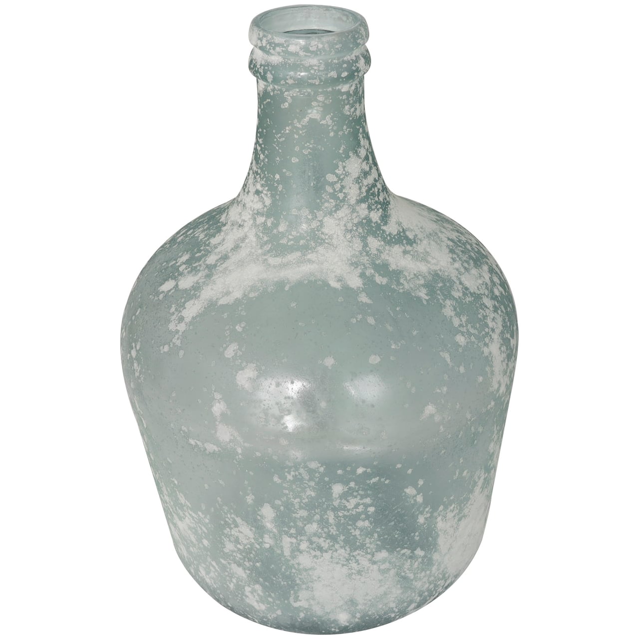 17" Frosted Spanish Bottle Recycled Glass Vase